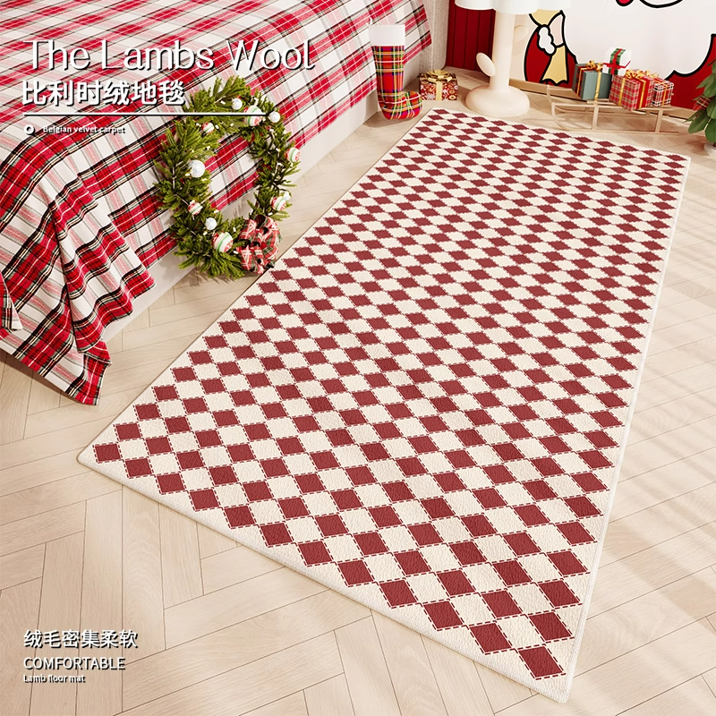 圣诞主题长方形床边毯毛绒卡通