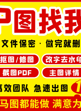 专业P图ps修图无痕改图片处理文字pdf文件去水印抠图批图主图精修