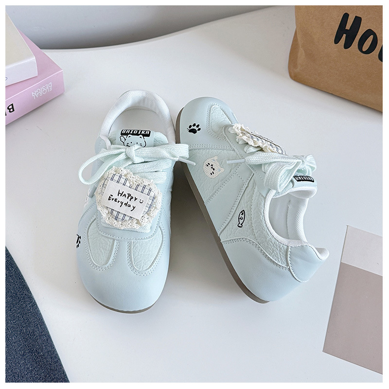 韩版圆头感泡芙鞋女2026新款春季小清新蕾丝爱心小白鞋德训鞋,女鞋,德训鞋,淘宝优惠券,粉丝福利购,淘宝优惠卷