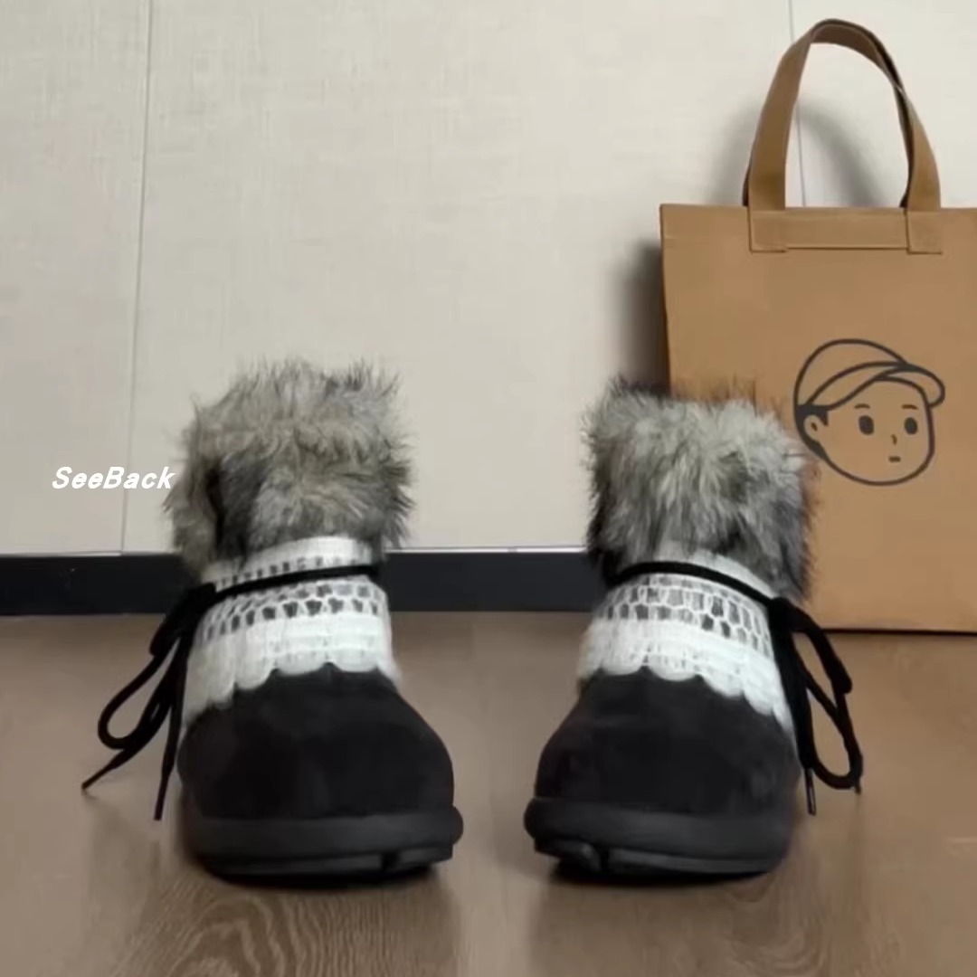 皮毛一体时尚高筒雪地靴女2025冬季新款加绒加厚保暖防寒毛毛棉鞋