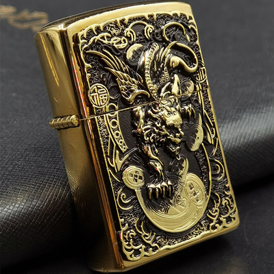 DIY貔貅关公立体贴章煤油打火机