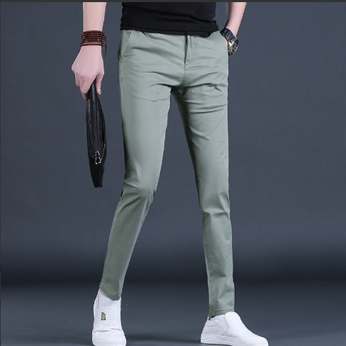 裤子男士休闲裤2026夏季新款潮流百搭修身小脚薄男式长裤军绿裤子