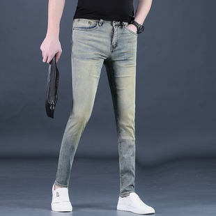 裤男裤子2025夏款牛仔裤男士潮牌修身小脚复古做旧休闲长裤夏天薄