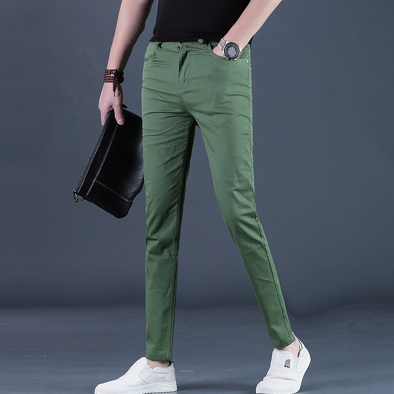 新款男装裤子男士休闲裤潮流时尚宽松小脚长裤夏季上新男裤绿色薄