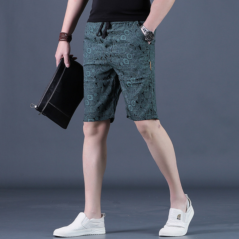 夏季休闲中裤男士五分裤宽松直筒冰丝短裤外穿桑蚕丝马裤薄款男裤