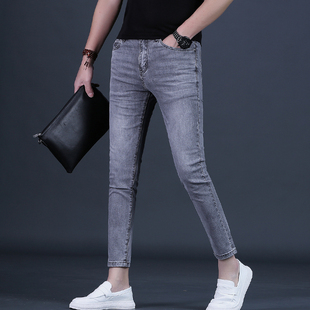 夏季九分裤男款牛仔裤男士潮流修身小脚26男士9分休闲高端百搭薄