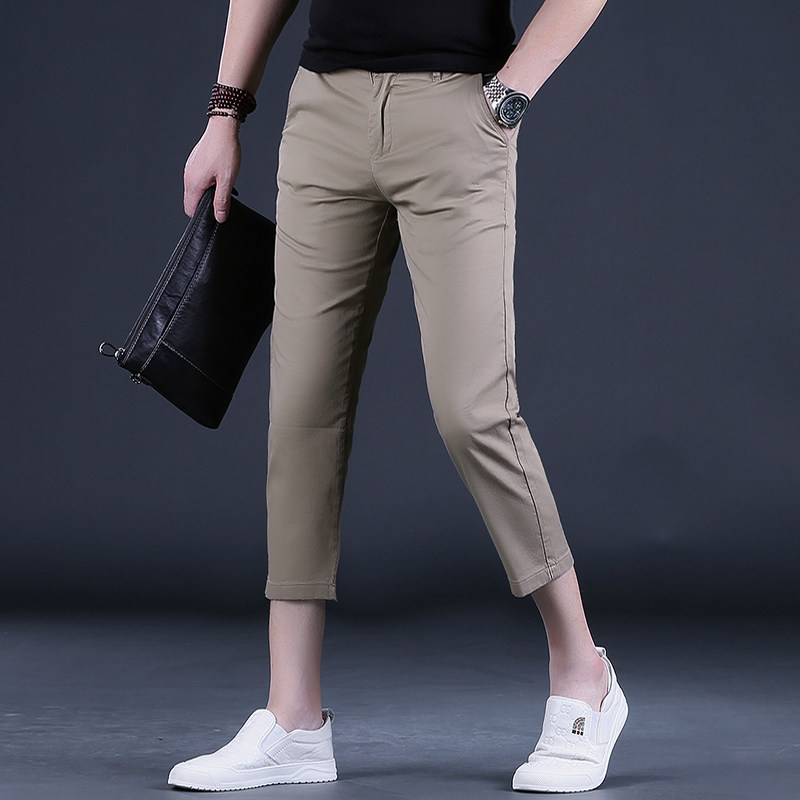 夏季休闲裤男士八分裤韩版潮流百搭宽松直筒裤薄款8分裤子男新款