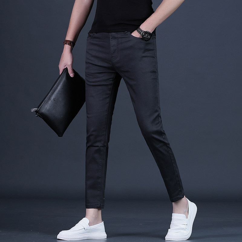 九分裤男款牛仔裤男士夏季潮流修身小脚高端男装9分裤子男显瘦薄