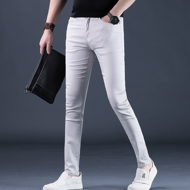 浅色牛仔裤男款2025夏季韩版潮流修身小脚男士休闲长裤薄夏天男裤