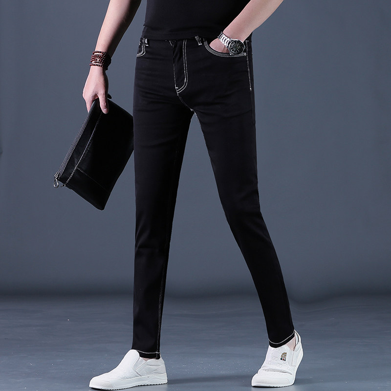 牛仔裤男25潮流修身小脚夏款男士休闲长裤薄黑色男裤子夏天裤子男