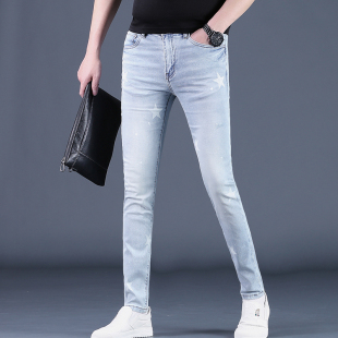 2025夏季裤子男士牛仔裤潮牌高端潮流修身小脚休闲长裤薄款男裤男