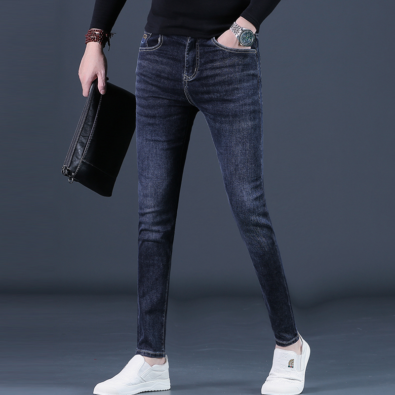 牛仔裤男士秋冬新款潮流弹力修身