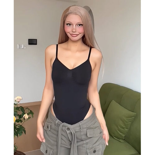 欧美风吊带塑身连体衣女