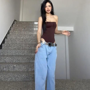 美式高弹抹胸连体衣女裸肤感塑身Skims同款性感修身百搭打底上衣