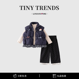 女童套装2025新款儿童马甲毛衣裤子三件套宝宝春秋款洋气可爱时髦