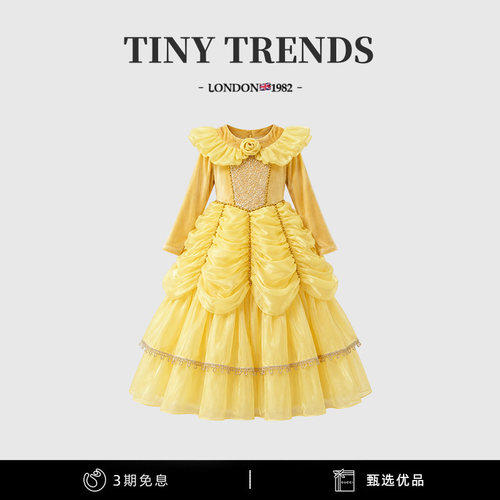 女童连衣裙丝绒贝儿公主礼服长裙