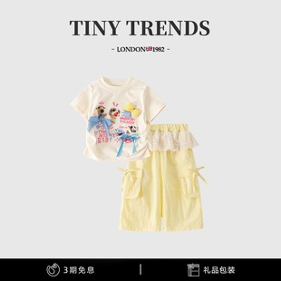 女童夏套装多巴胺风3小童超好看短袖女宝宝运动两件套小孩衣服5岁