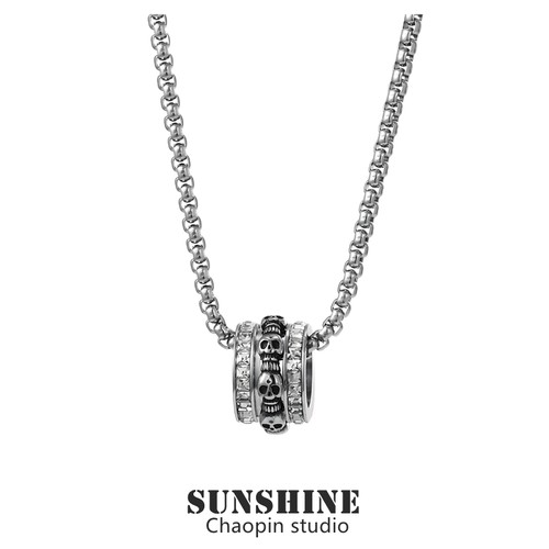 骷髅头转运珠钛钢项链