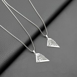 国潮复古嘻哈扑克牌钛钢项链梅花QK男潮百搭吊坠ins简约小众配饰