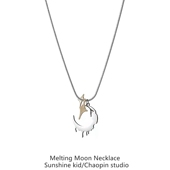 2022年新款 融化月亮项链男潮ins嘻哈钛钢吊坠个性 简约百搭配饰品
