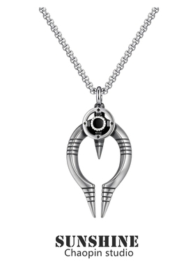 男士黑锆石维京箭形项链潮流