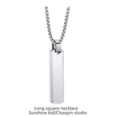 欧美嘻哈男潮ins几何长条项链高抛光简约小众设计感情侣钛钢吊坠