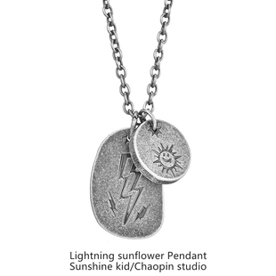 男士个性复古闪电吊坠hiphop嘻哈街头钛钢挂饰ins欧美潮牌项链女