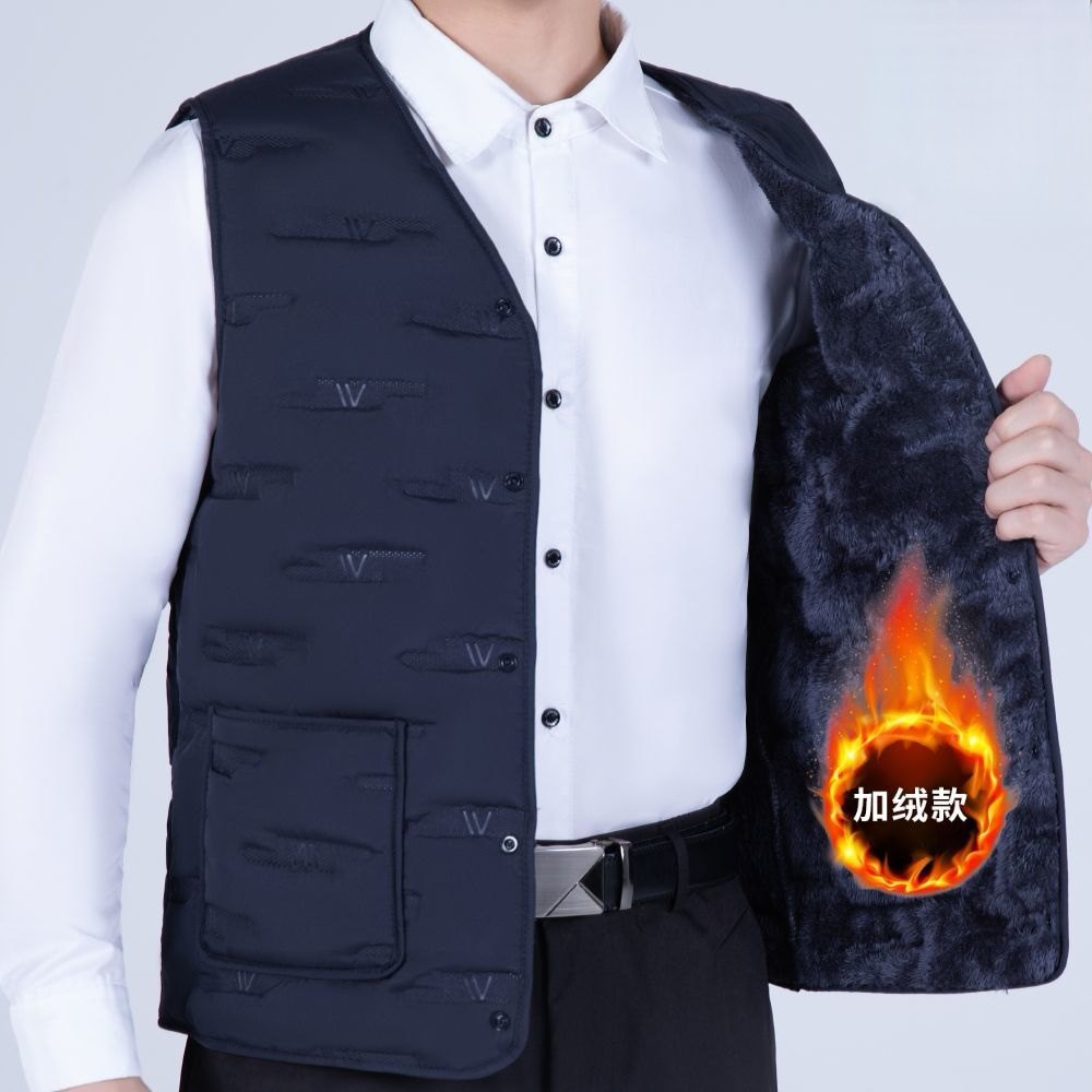 2025秋冬新款羽绒棉马甲男加绒加厚短款背心中老年爸爸装保暖坎肩,男装,常规马甲,淘宝优惠券,粉丝福利购,淘宝优惠卷
