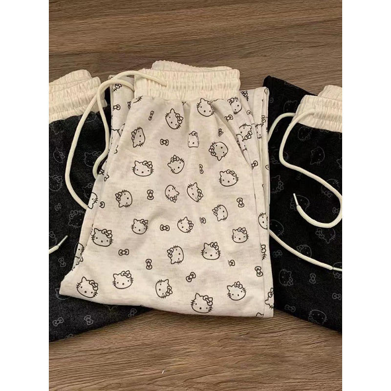 大码印花Kitty糯米阔腿裤