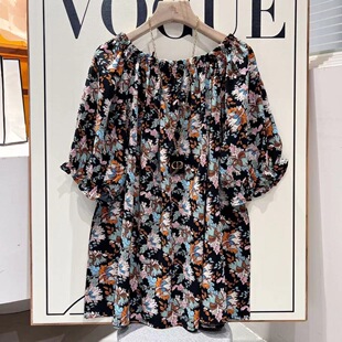 新款 胖mm2026夏季 时尚 洋气宽松减龄显瘦碎花百搭短袖 大码 衬衫 女装