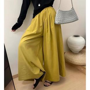 宽松显瘦减龄百搭阔腿裤 胖MM大码 夏季 设计感松紧腰休闲裙裤 裙 女装