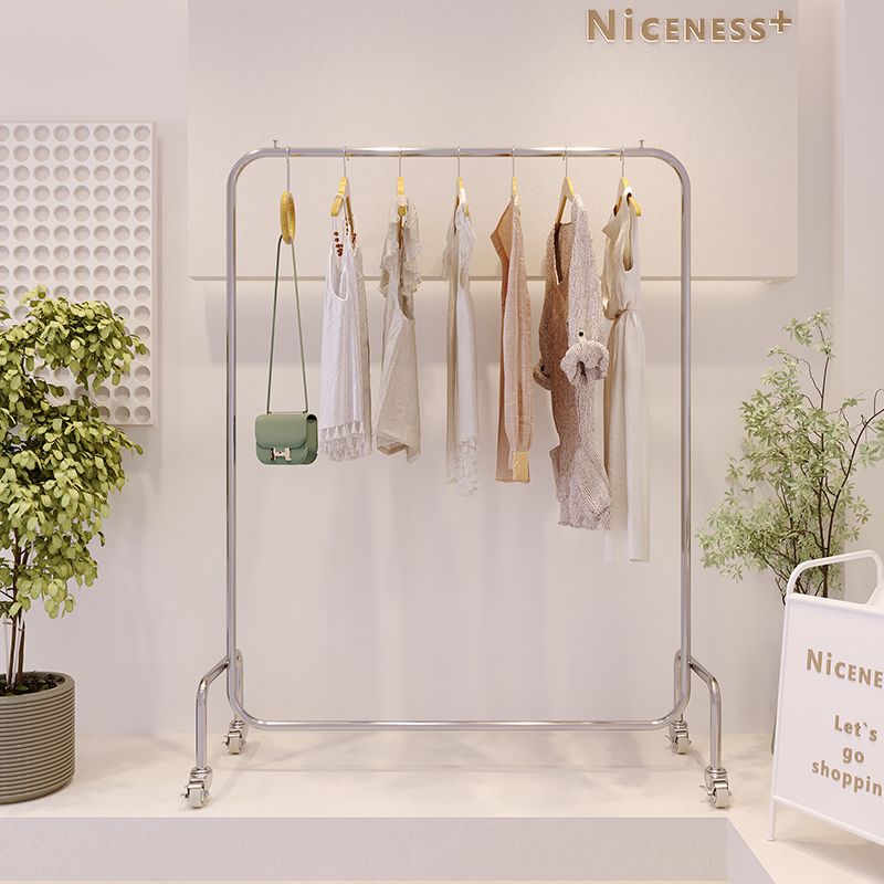 服装店展示带轮女装店不锈钢