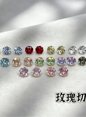 316钛钢K9玫瑰切超闪耳钉8mm