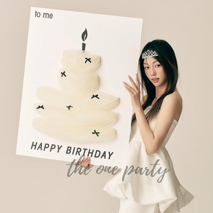 女孩儿童生日场景布置装饰网纱蛋糕kt板迎宾牌摄影氛围感拍照道具