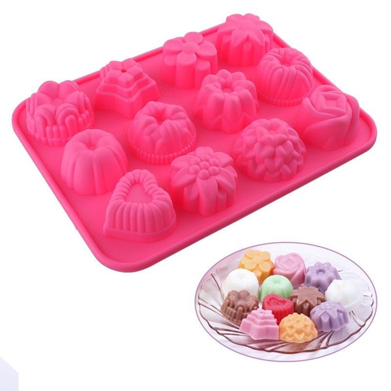 12连花形花草心形圆形果冻布丁甜点心巧克力慕斯蛋糕冰块石膏模具,厨房/烹饪用具,烘焙模具,淘宝优惠券,粉丝福利购,淘宝优惠卷