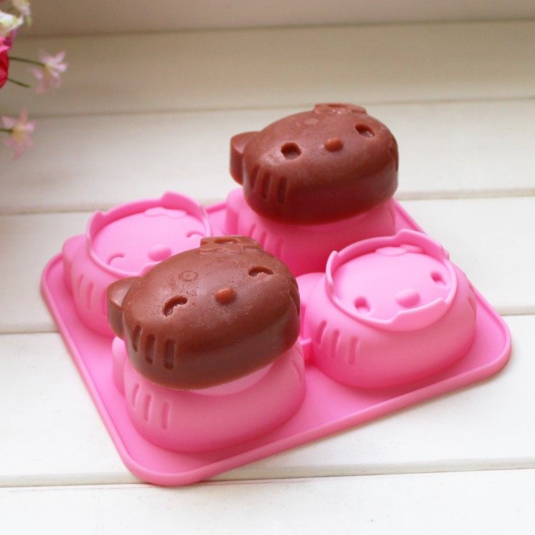 4连hello kitty KT猫头果冻布丁蛋糕点心巧克力食品硅胶石膏模具,厨房/烹饪用具,烘焙模具,淘宝优惠券,粉丝福利购,淘宝优惠卷
