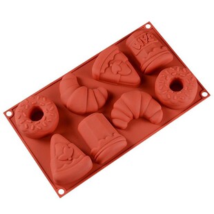 8连孔不同形状巧克力甜甜圈蛋糕面包甜品马角包家用烘培蜡烛模具