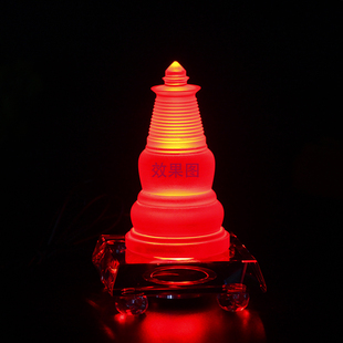 酒吧柜台人造水晶玻璃led灯彩色发光自动变化舍利塔底座小夜射灯