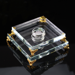 简约现代桌面水晶有机玻璃七彩色发光底座佛像佛塔鱼缸工艺品底座