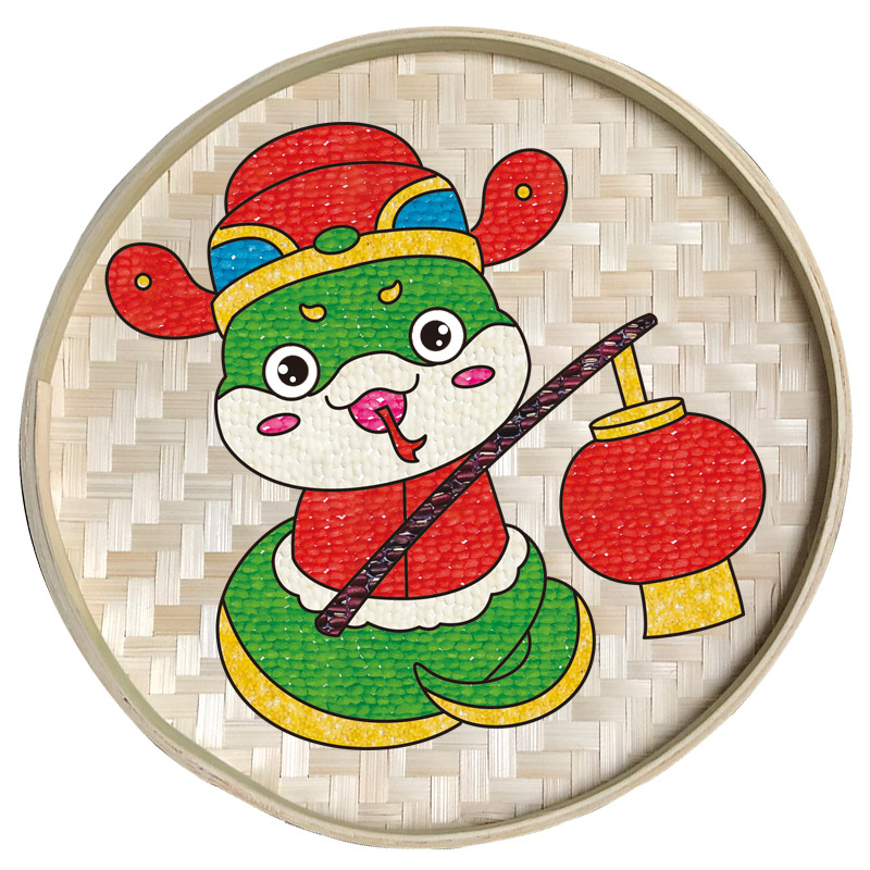 蛇年春节粘贴画五谷杂粮传统文化