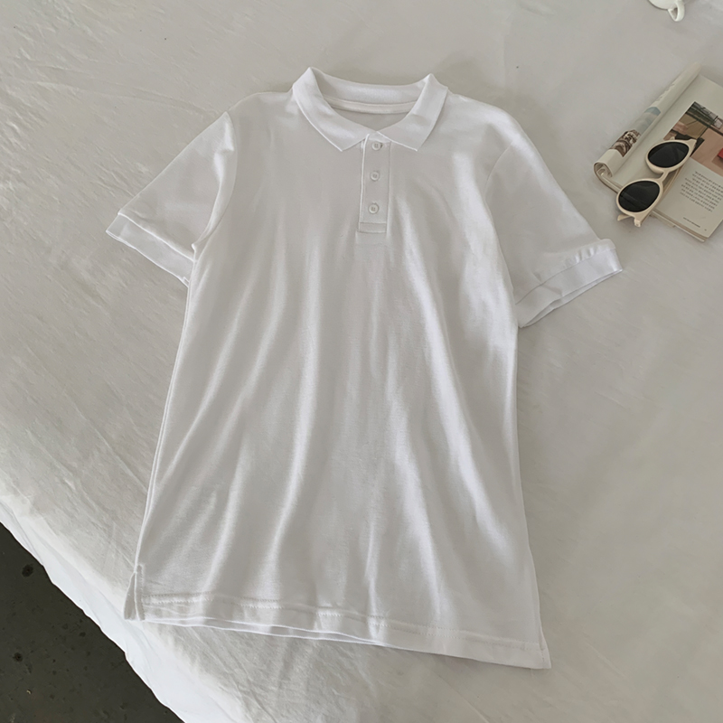 Real shot real price simple solid color short sleeve shirt girl student Pullover casual large size couple's top