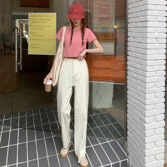 Real price light color wide leg jeans women's new loose and thin high waist denim straight pants