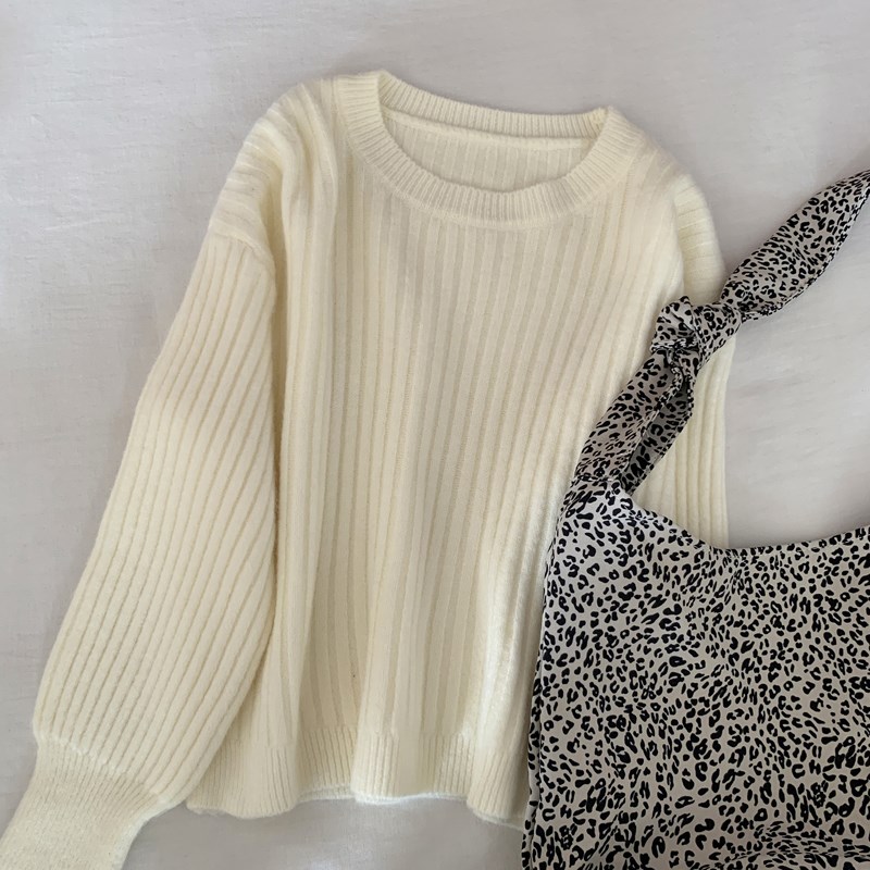 New solid color long sleeve versatile sweater in winter