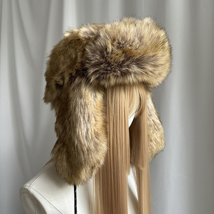 冬季雷锋帽户外保暖加厚护耳仿皮草防寒防风毛绒帽北方出游骑车女