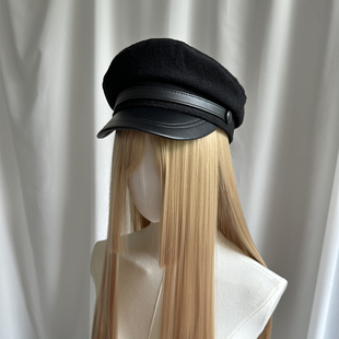 秋冬保暖呢子海军帽时尚羊毛呢子水手帽男休闲帽子女贝雷帽鸭舌帽