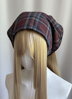 时尚复古红色文艺女三角头巾绑发带法师田园包头帽高级感拍照新