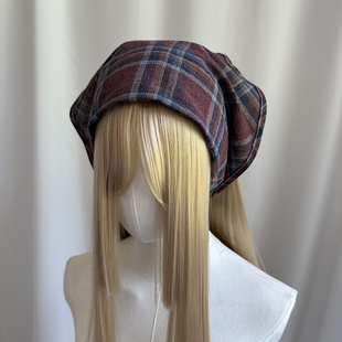 时尚复古红色文艺女三角头巾绑发带法师田园包头帽高级感拍照新