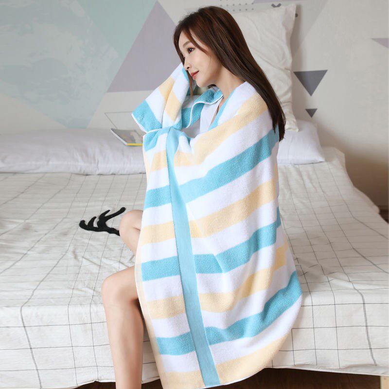 洁丽雅纯棉加成人大浴巾吸水男女士情侣裹胸加厚大号超强柔软全棉