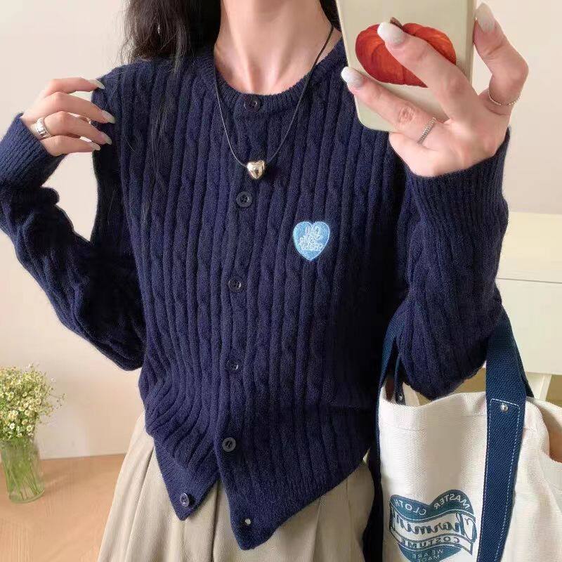 秋季韩系高级感麻花针织开衫女