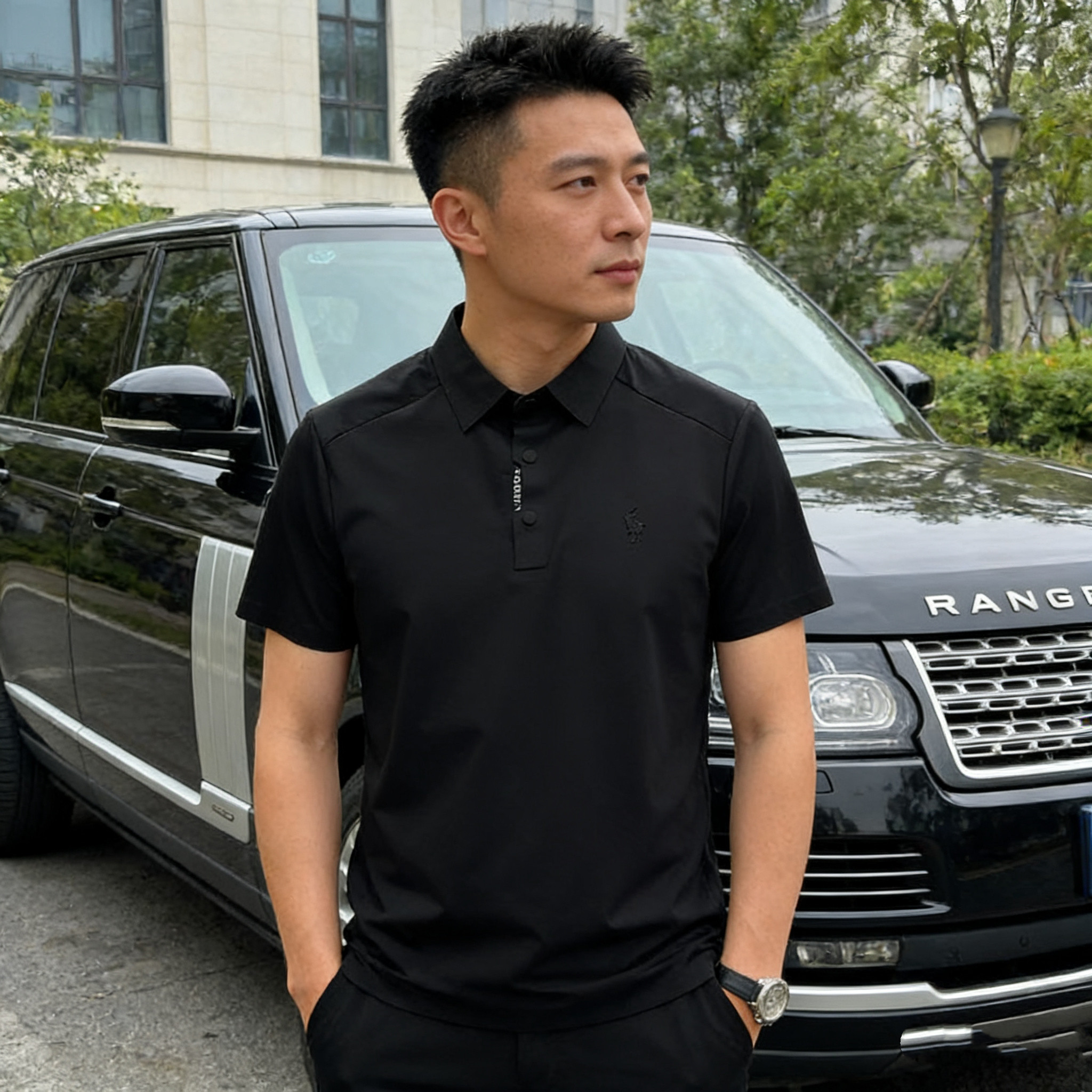 高端轻奢翻领POLO衫无痕凉感短袖运动休闲透气速干T恤半袖上衣